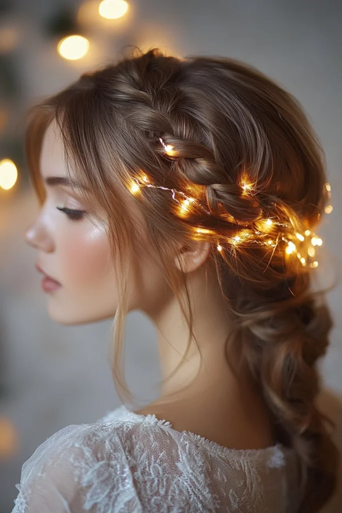 Braided Crown with Twinkling Lights