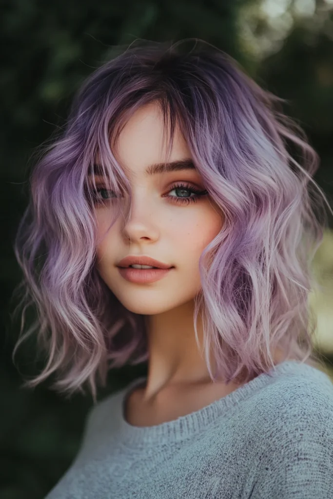 Lavender Balayage with Dark Roots