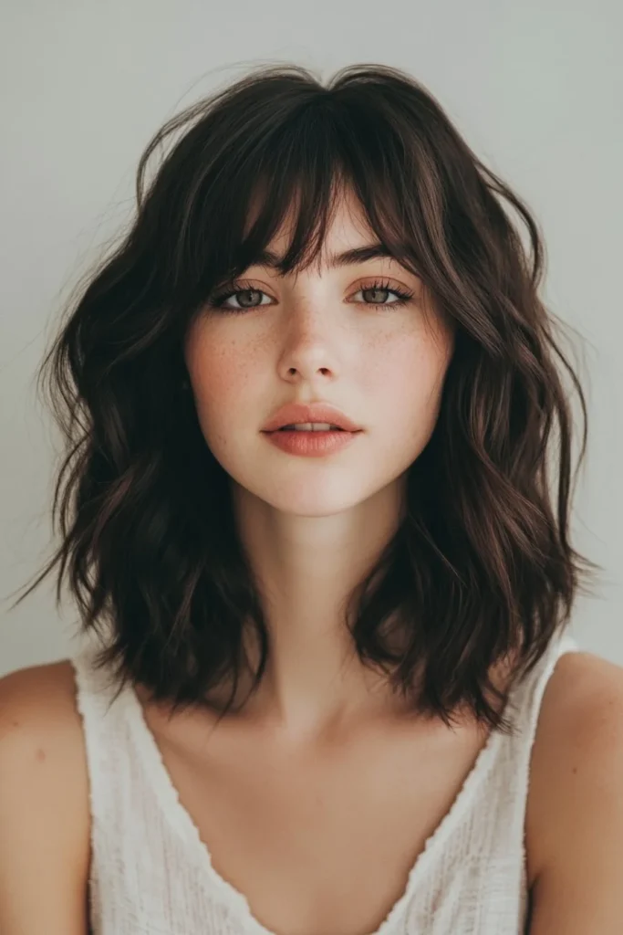 Wavy Bangs with a Lob