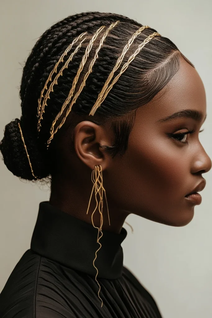 Geometric Braids with Gold Accents