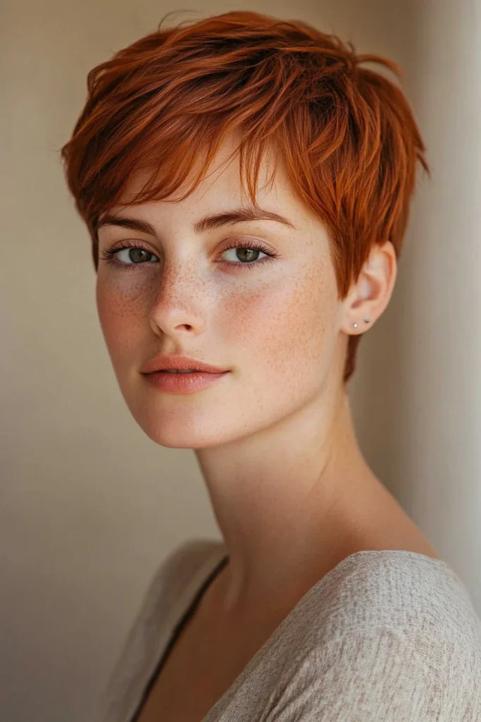 Muted Auburn Pixie Cut