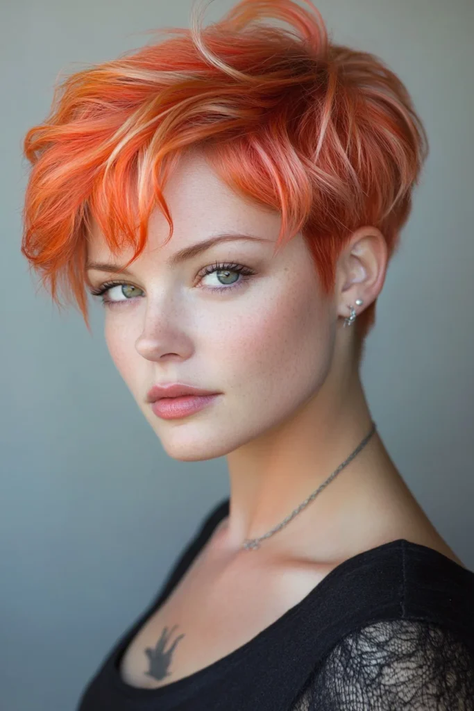 Pixie Cut with Fiery Strawberry Shades