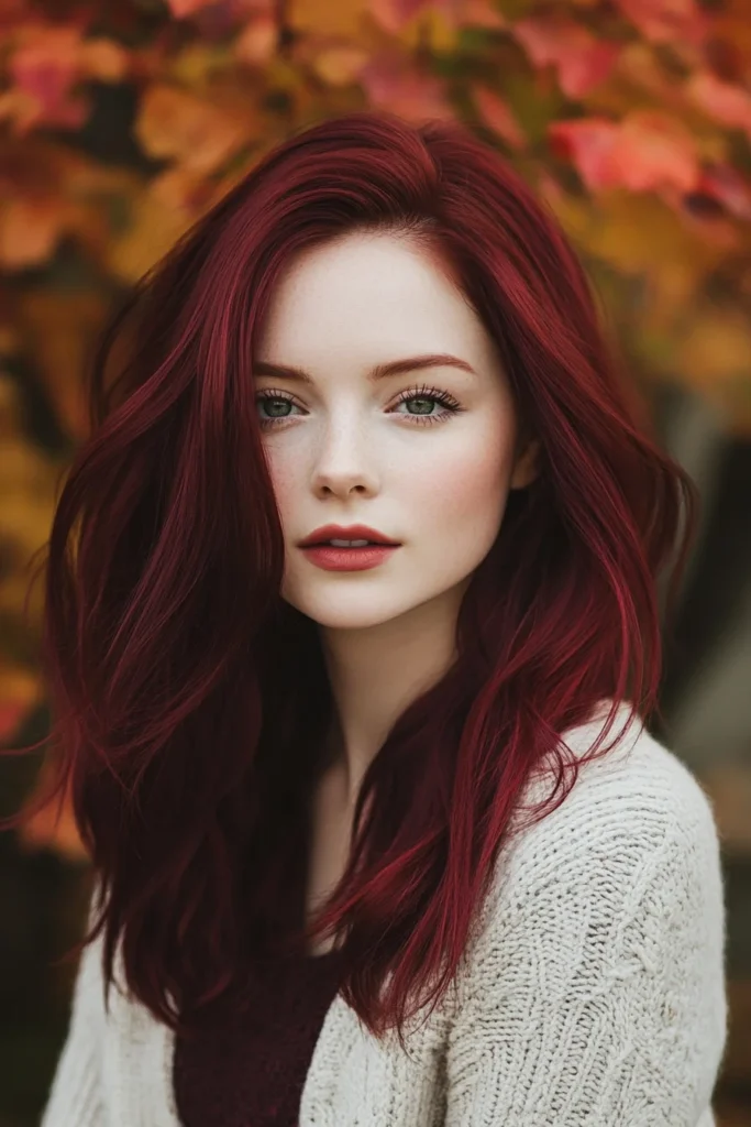 Burgundy Hair with Feathered Layers