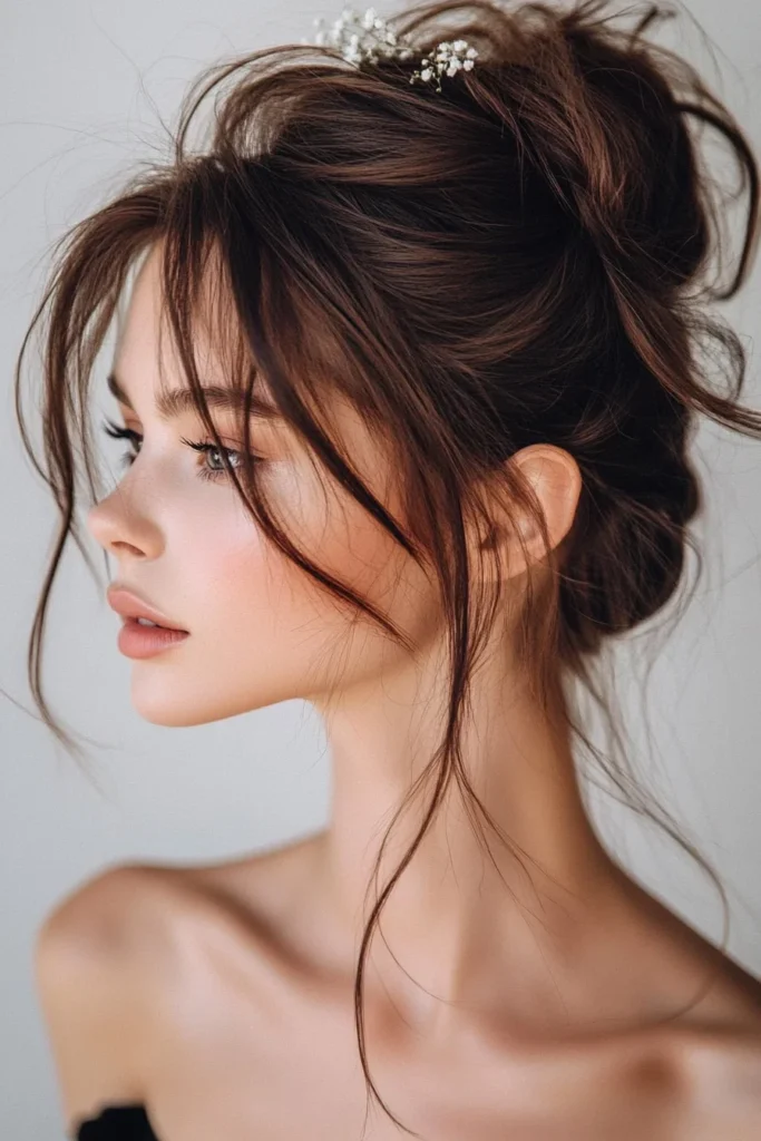 Messy Bun with a Delicate Headpiece