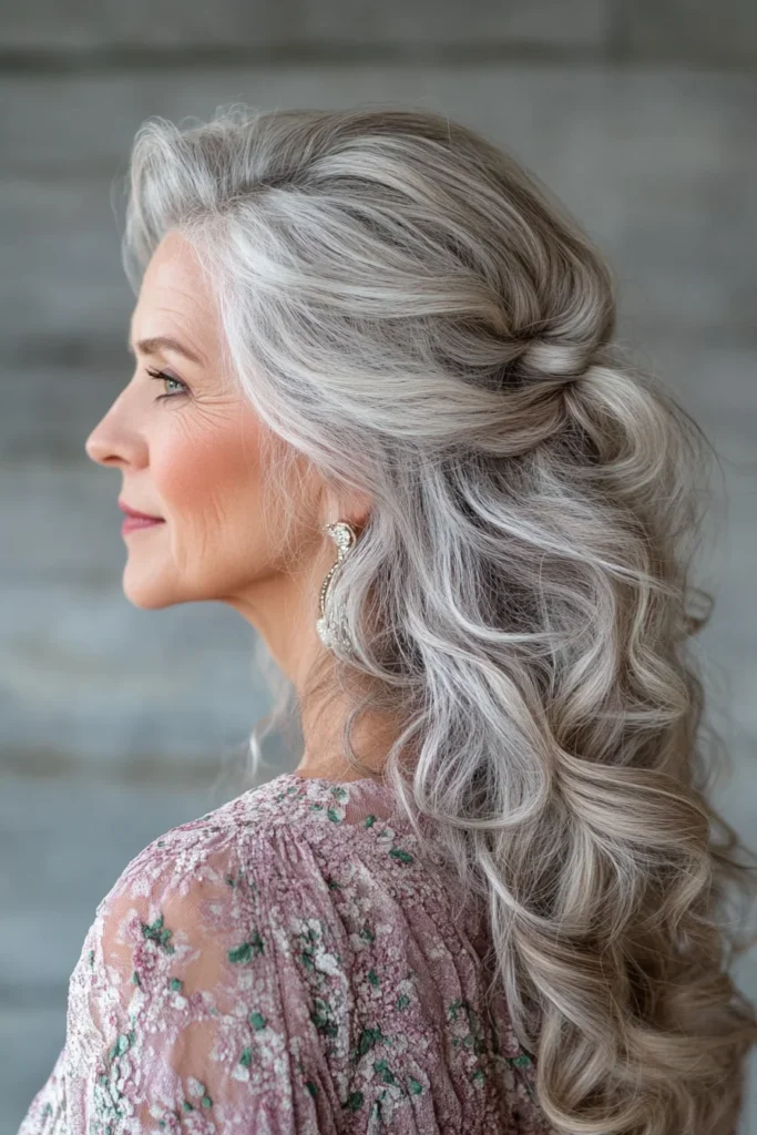 Playful Curly Half-Updo