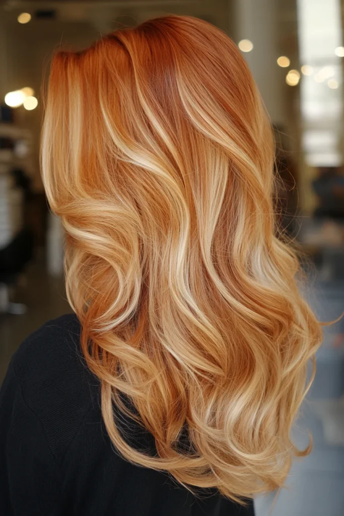 Vintage Copper Waves with Bright Blonde Accents