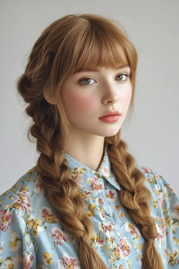 Braid Accents with Full Bangs