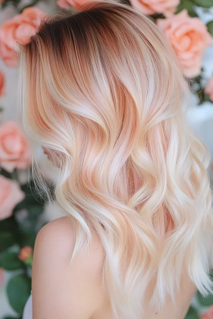 Soft Peach Balayage for a Romantic Look