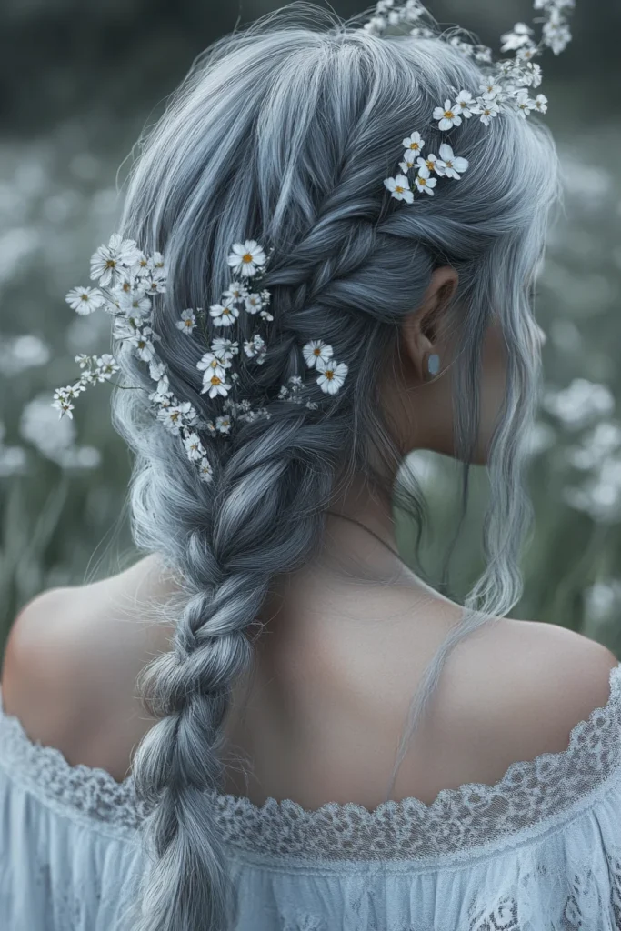 Soft Grey Crown Braid