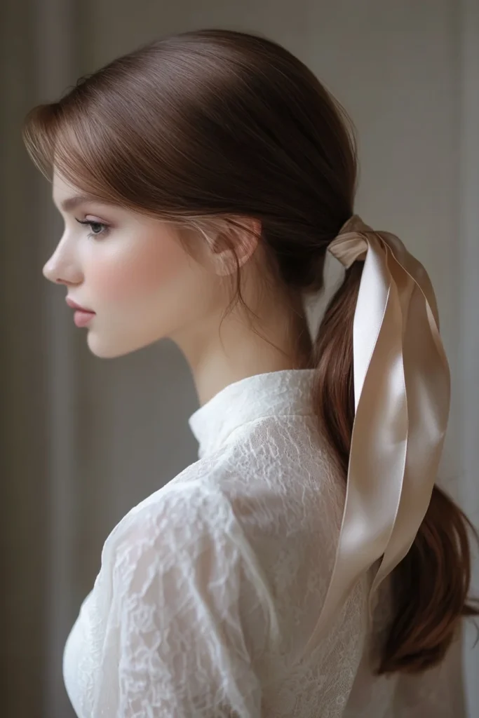 Classic Low Ponytail with Silk Ribbon