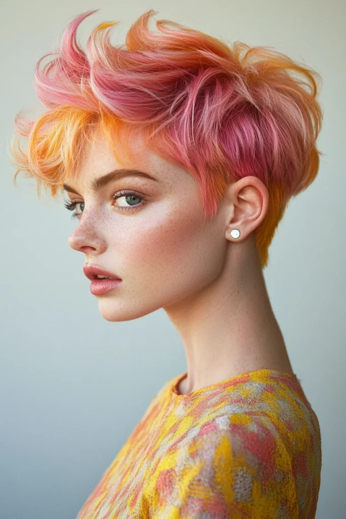 Colorful Pixie Cut with Playful Waves