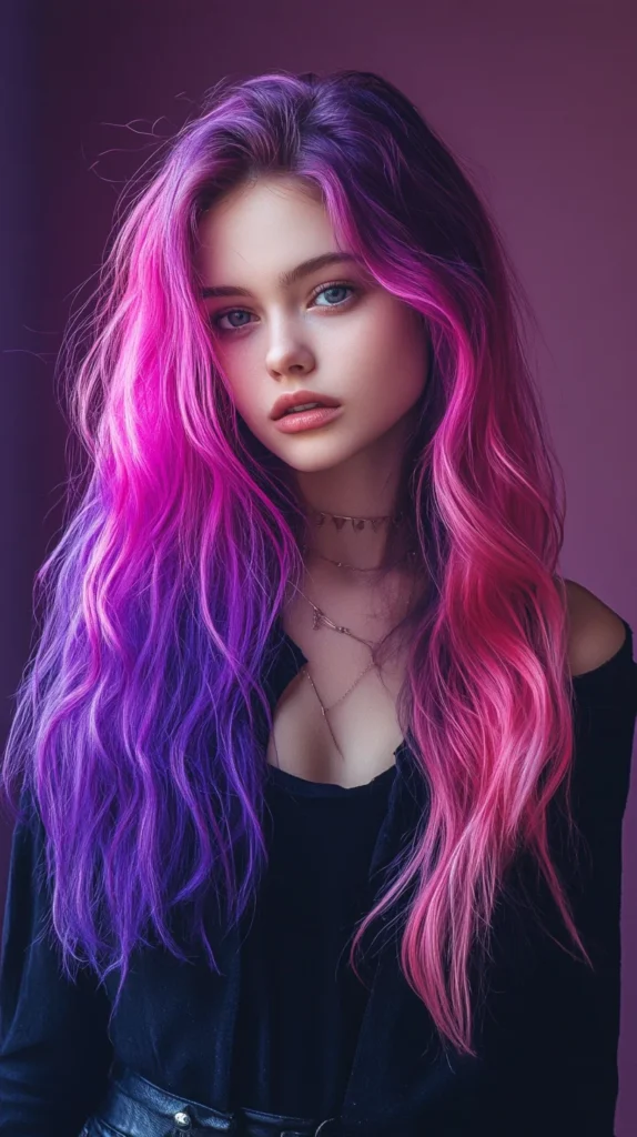 Pink and Purple Split Dye