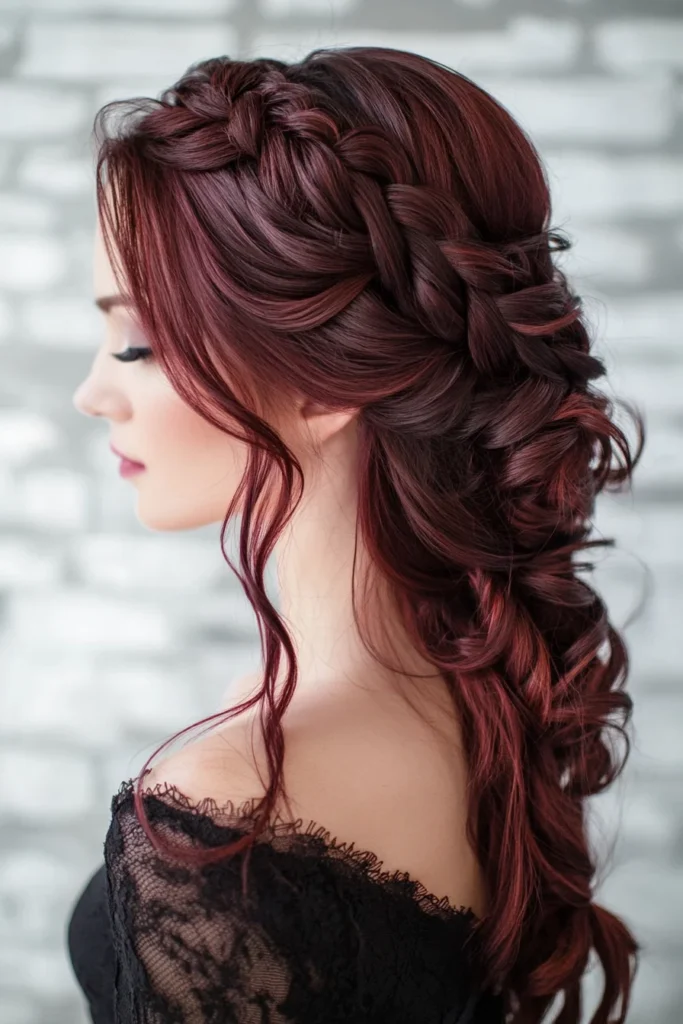 Burgundy Brown Braided Crown