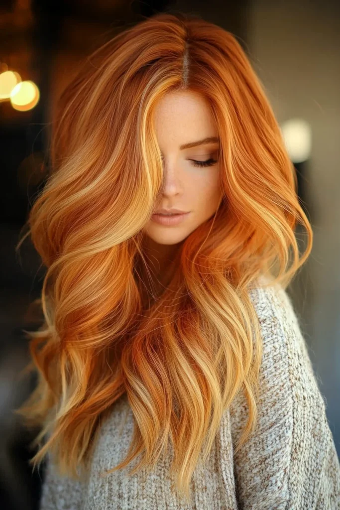 Fiery Copper Hair with Bright Blonde Streaks