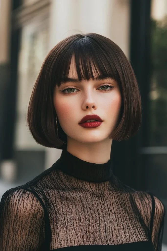 Polished Bob with Rounded Bangs