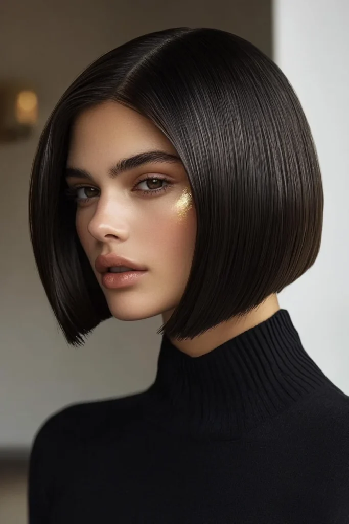 Sleek Bob with Gold Foil Accents