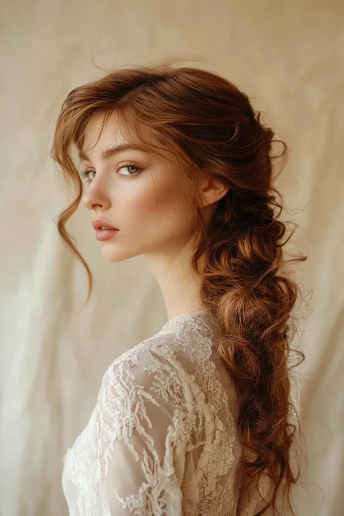 Sandy Brown Side-Swept Curls