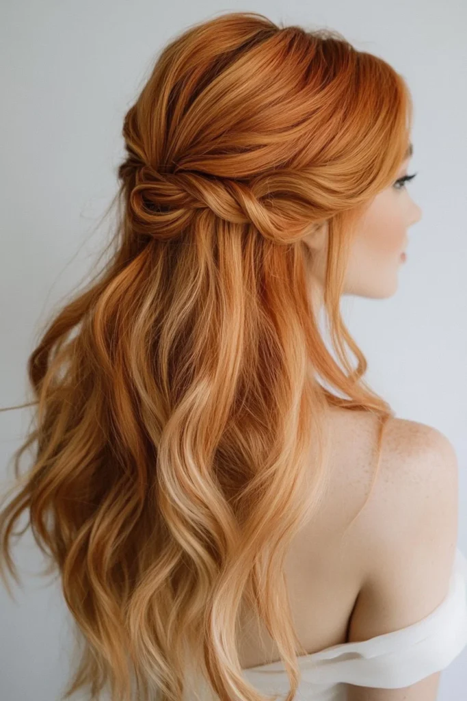 Half-Up Half-Down Style with Strawberry Tips