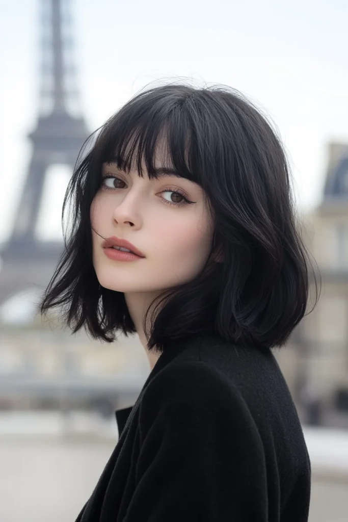 Chic Layered Bob with Bold Fringe