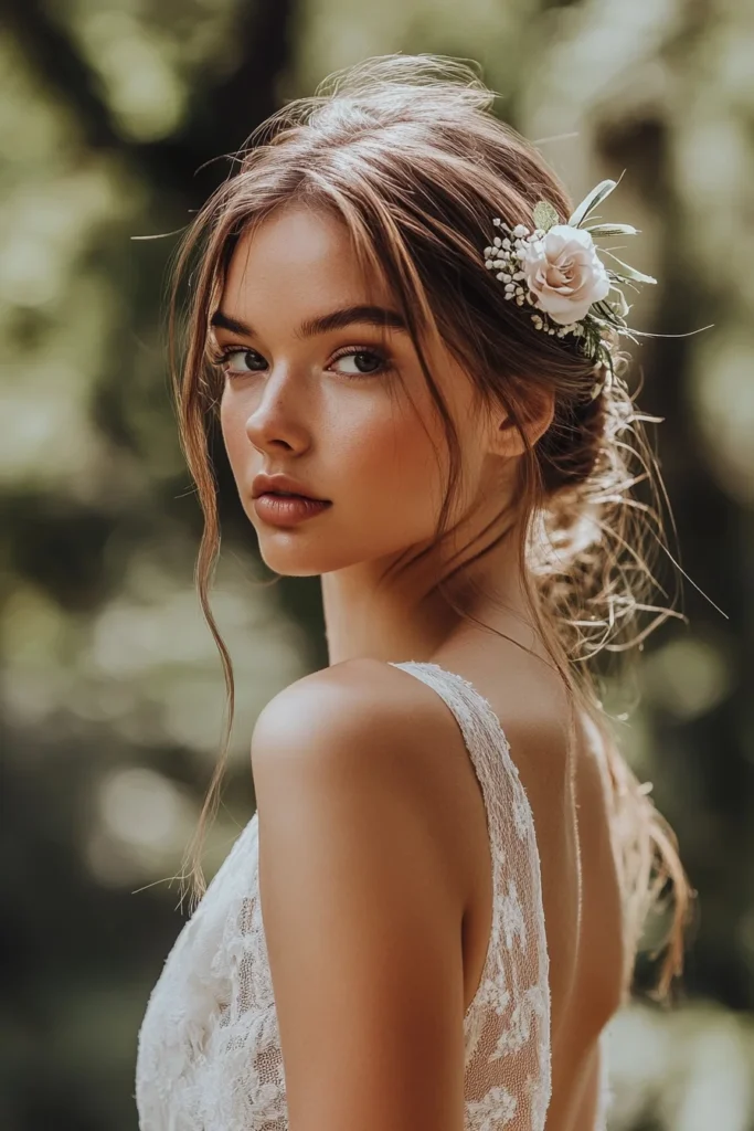 Simple Straight Hair with a Floral Clip