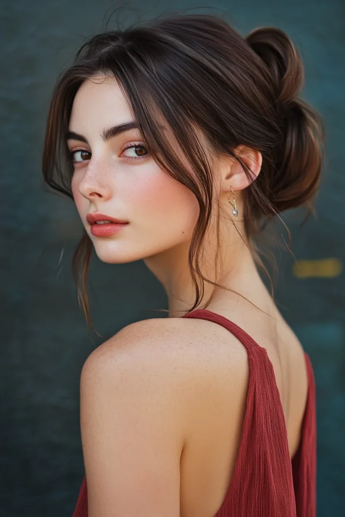 Neat Bun with Loose Strands