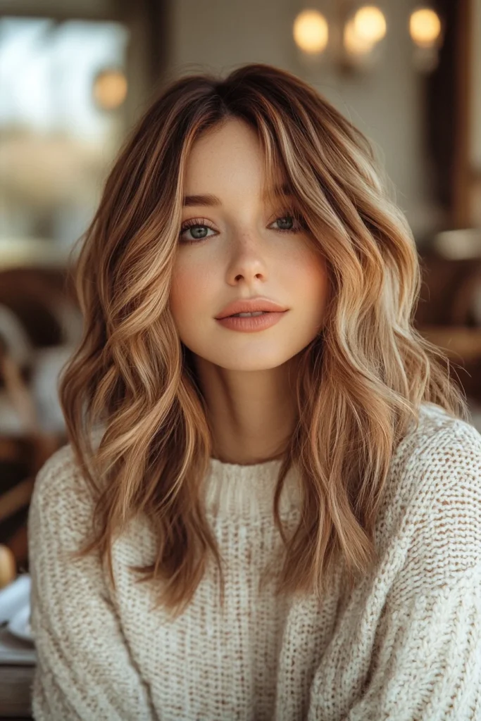 Auburn with Soft Blonde Highlights