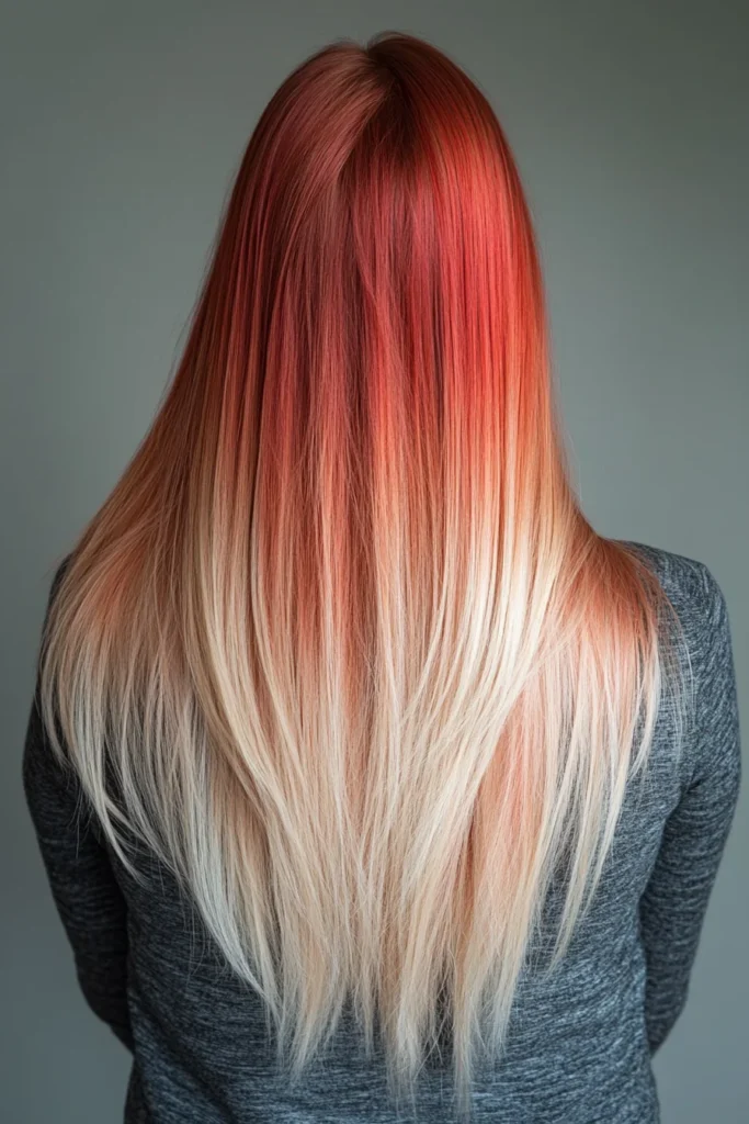 Long Straight Hair with Strawberry Ombre