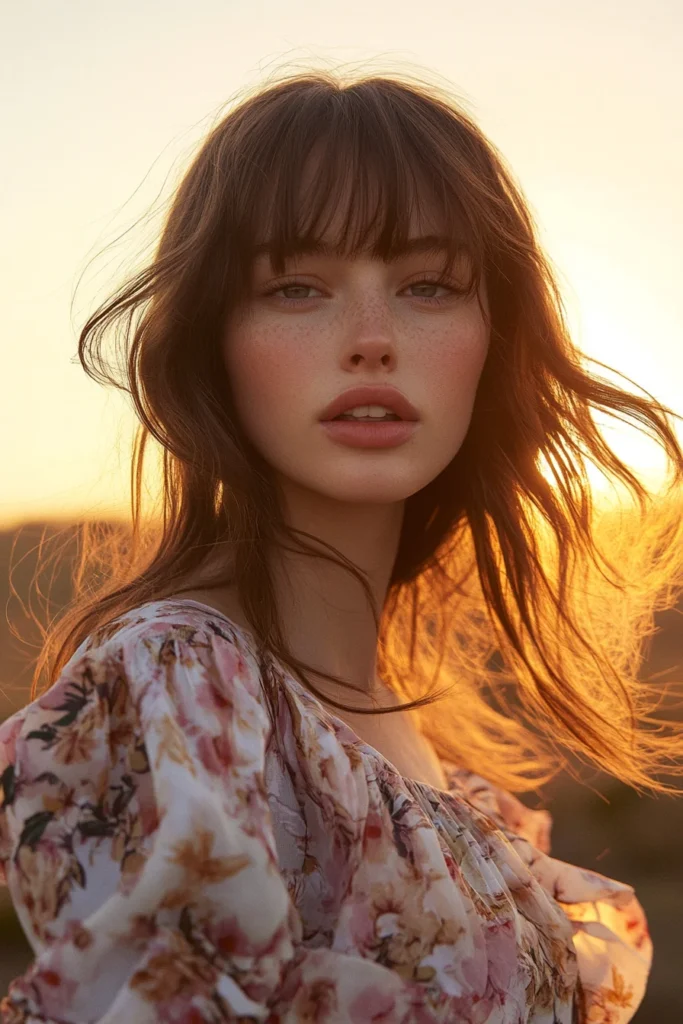 Romantic Waves with Bangs