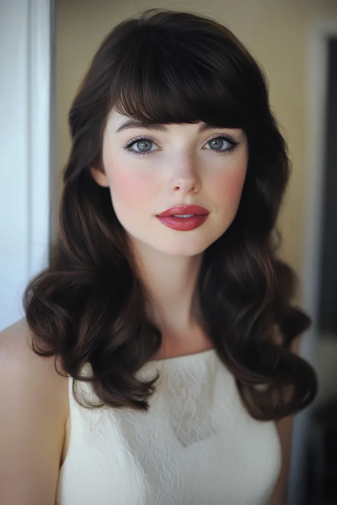 Vintage-Inspired Bangs with Loose Curls