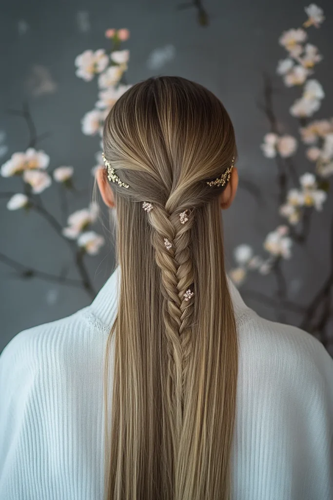 Straight Hair with Braided Details