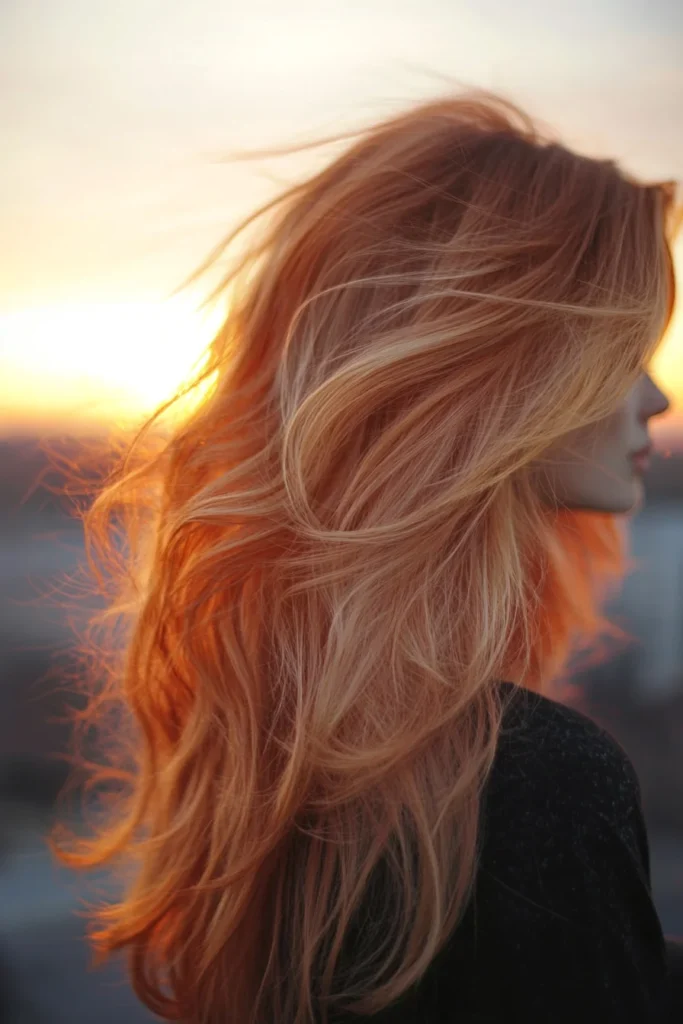 Sunset Copper and Blonde Ombre Effect