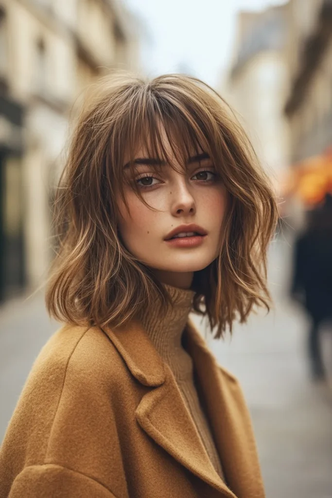 Effortless Tousled Bob with Bangs