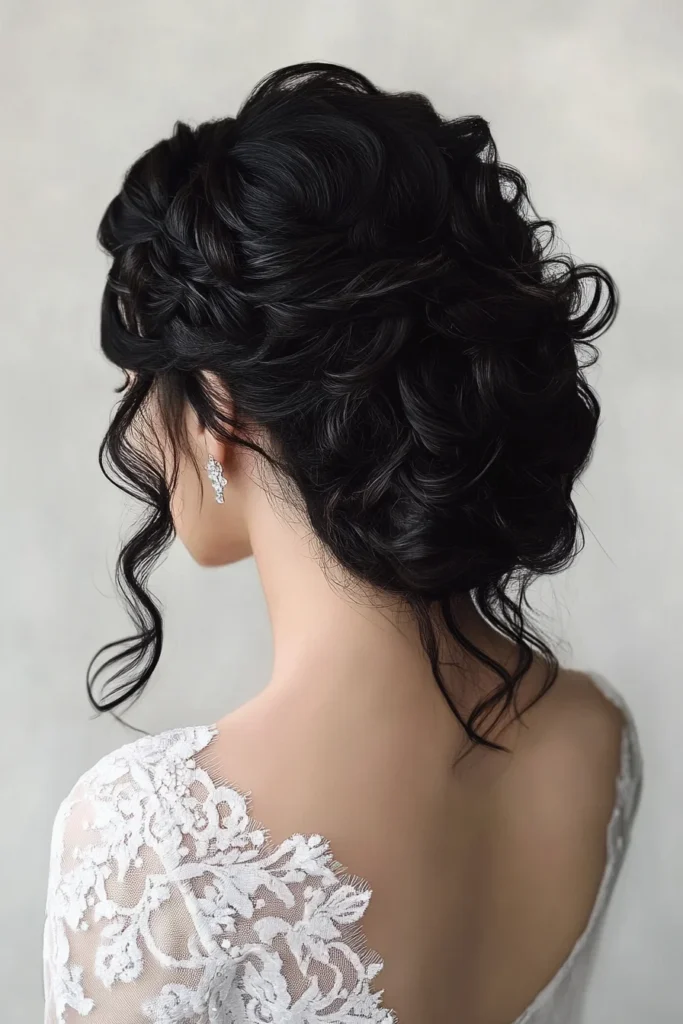 Curly Updo with Beaded Details