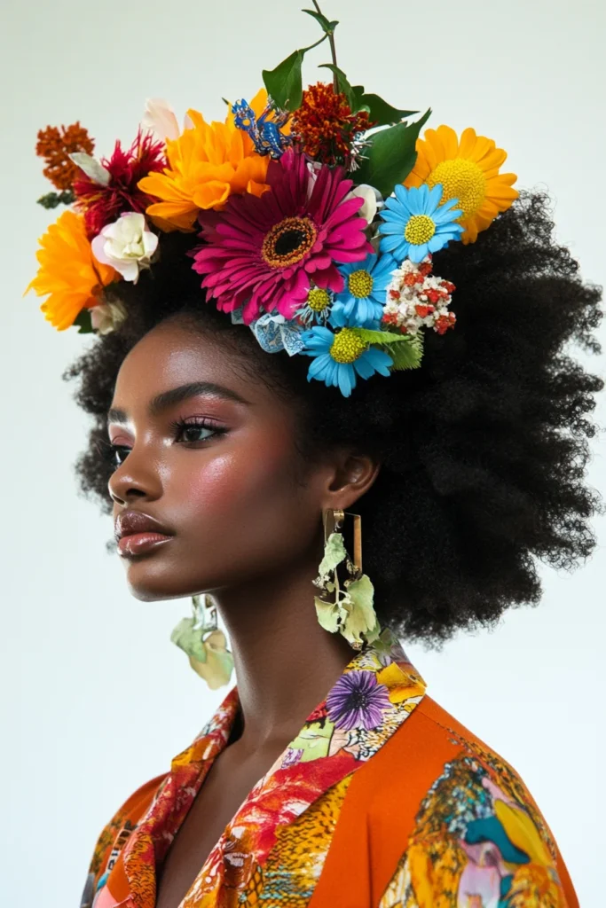 Bold Afro with Festive Hair Accessories