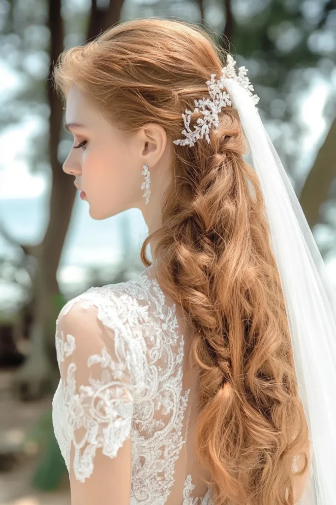 Cascading Curls with a Beaded Veil