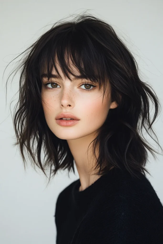 Lob with Textured Shag Bangs