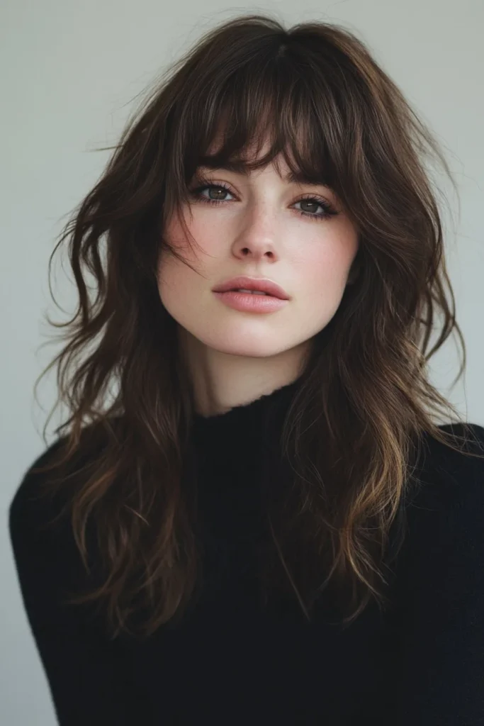 Layered Hair with Dramatic Bangs