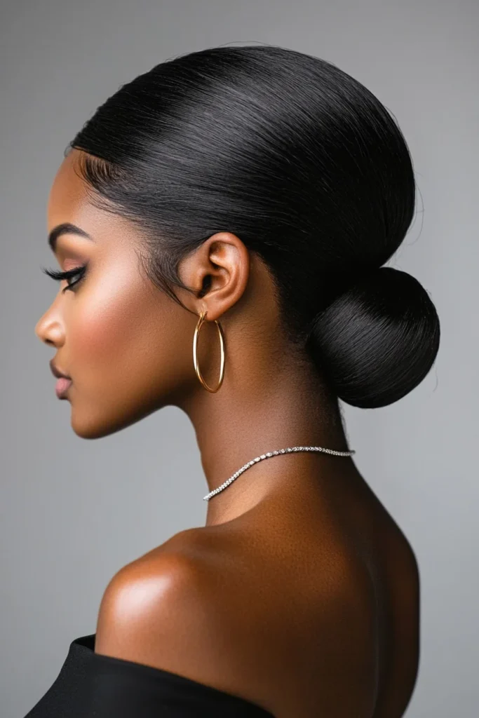 Straight Hair in a Sleek Updo