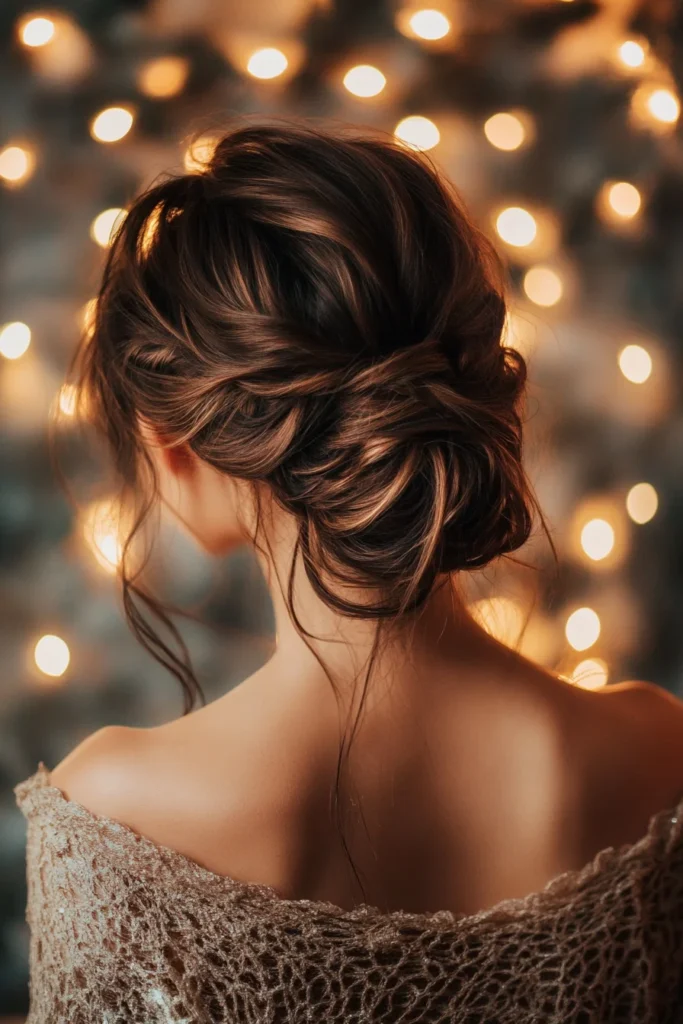 Romantic Updo with String Lights