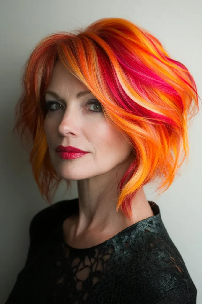 Asymmetrical Cut with Bold Color