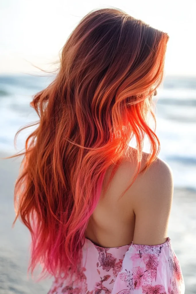 Long Layers with Vibrant Strawberry Ends