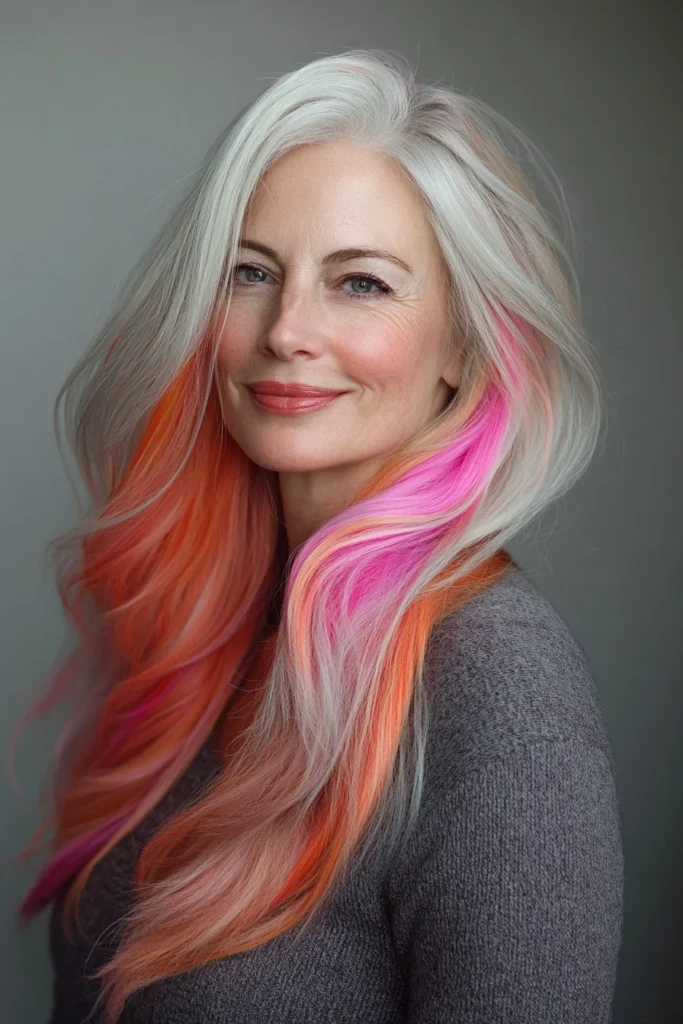 Long Hair with Bold Color Highlights