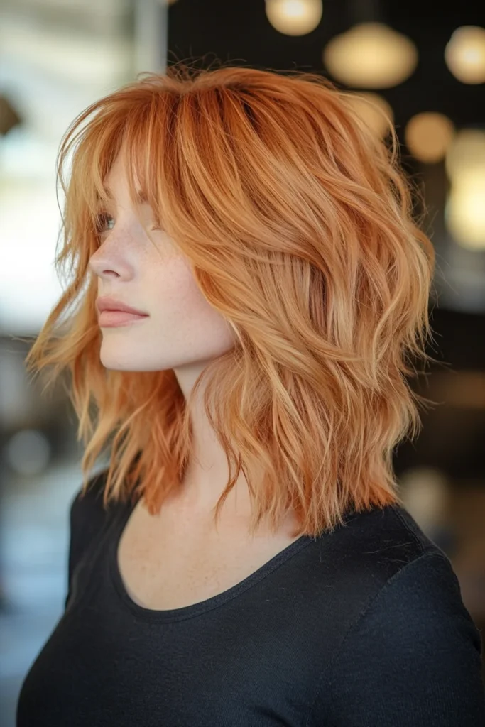 Bold Shag Cut with Strawberry Tones