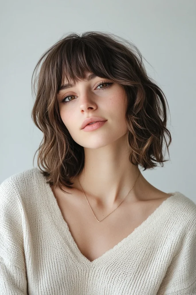 Beachy Lob with Textured Bangs