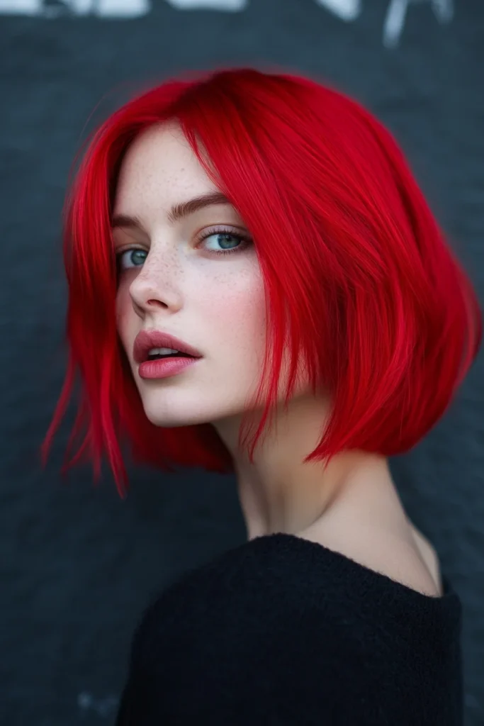 Chic Bob with a Bold Hair Color