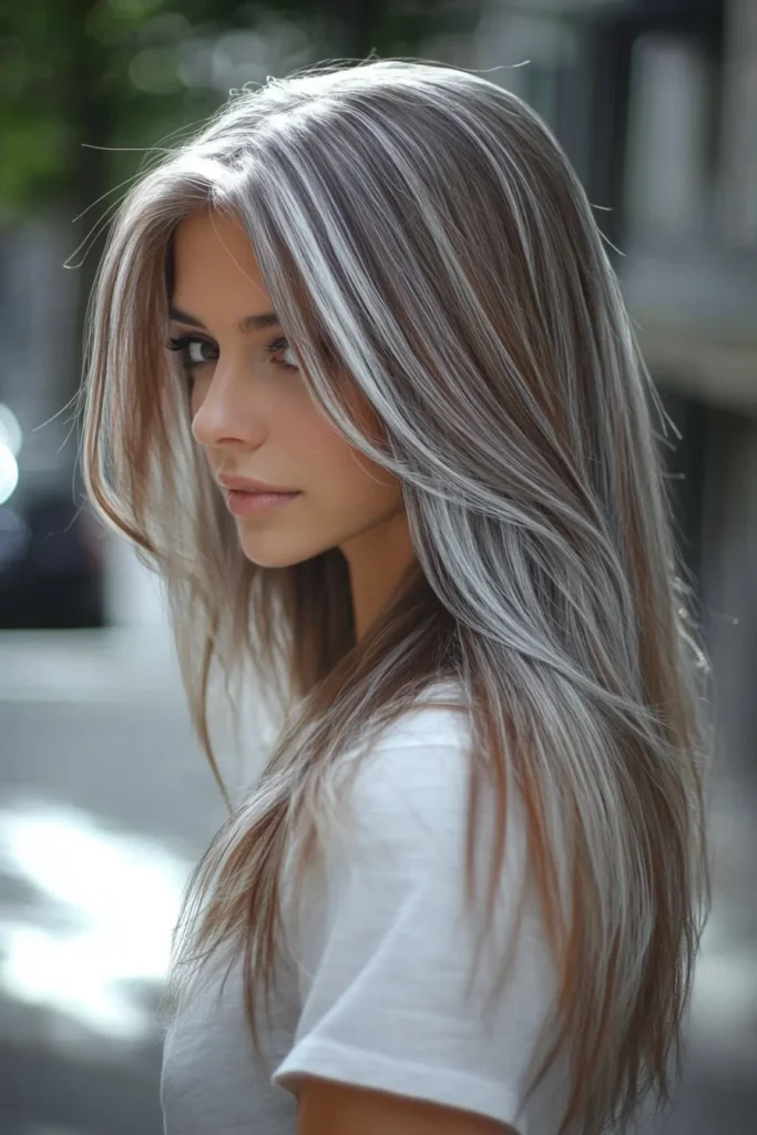 Soft Auburn with Silver Highlights