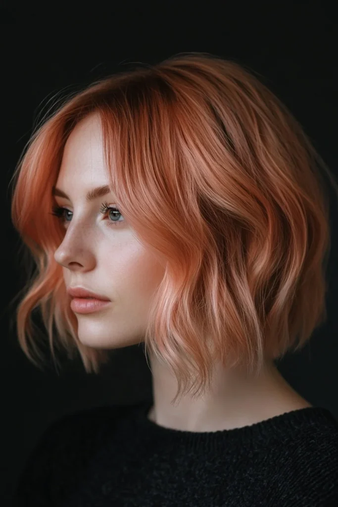 Textured Bob with Subtle Strawberry Tones