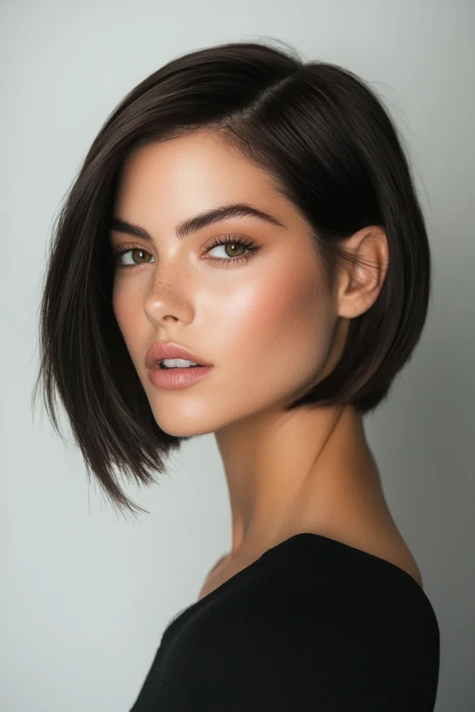 Sleek Bob with Deep Side Part