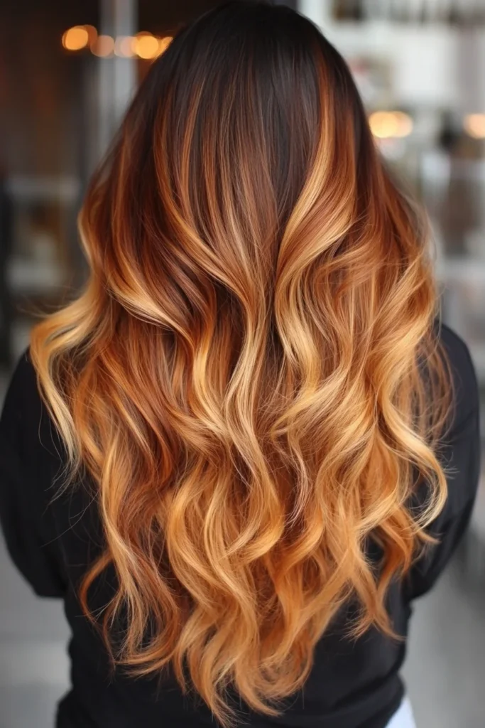 Golden Honey Balayage with Dark Roots