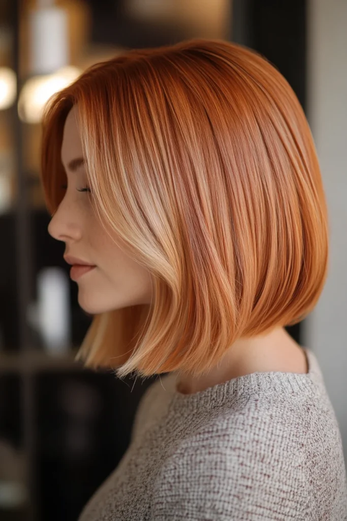 Bold Copper Bob with Vibrant Blonde Strands